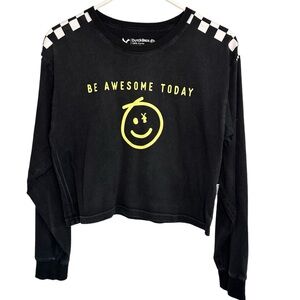 Dutch Bros SMALL Black + White Check Cropped Gold “BE AWESOME TODAY” DB 1992